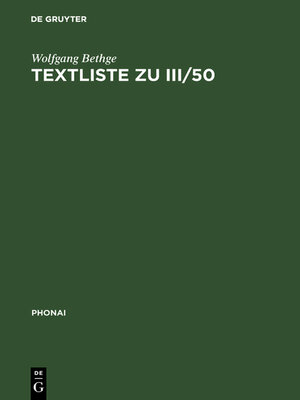 cover image of Textliste zu III/50